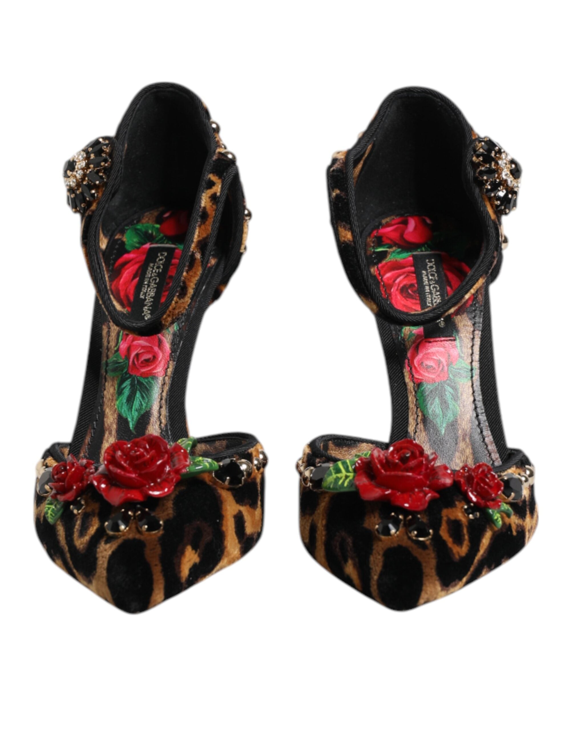 Bruna Leopardfärgade Kristallrosor Pumps Skor