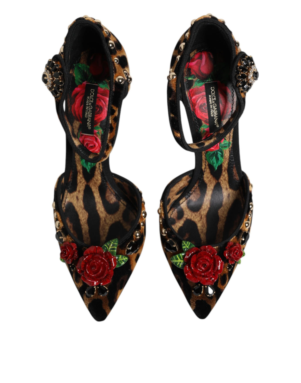 Bruna Leopardfärgade Kristallrosor Pumps Skor