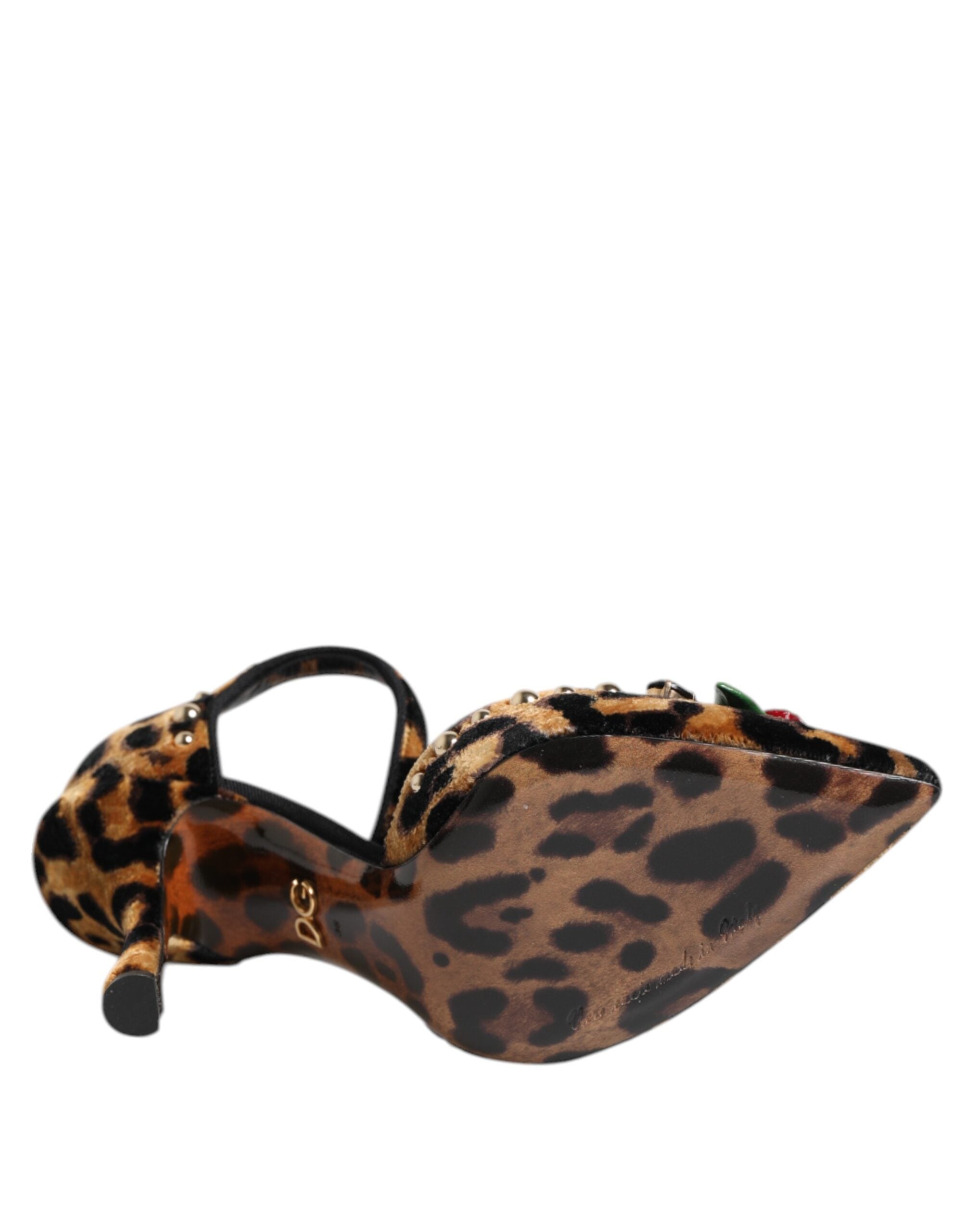 Bruna Leopardfärgade Kristallrosor Pumps Skor