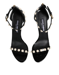 Dolce & Gabbana Black KEIRA Pearl Embellished Sandals Shoes