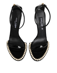 Dolce & Gabbana Black KEIRA Pearl Embellished Sandals Shoes