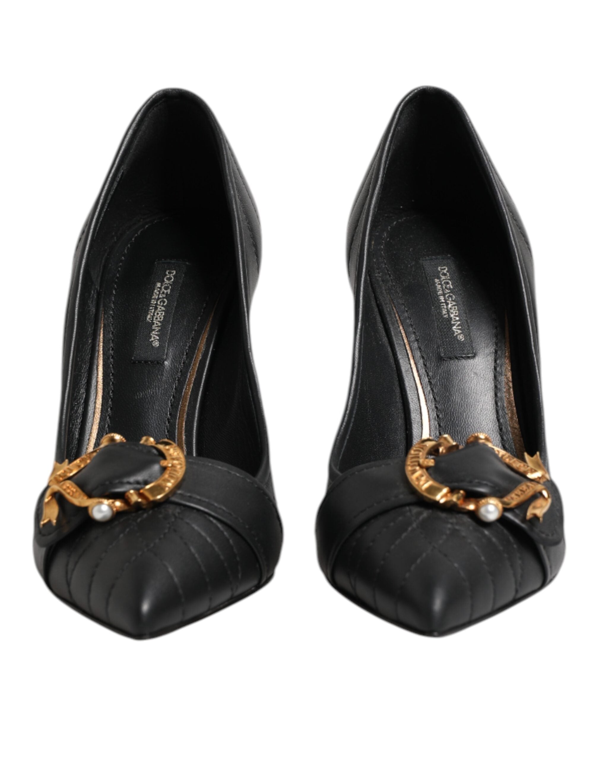 Dolce & Gabbana Black Devotion Leather Heels Pumps Shoes