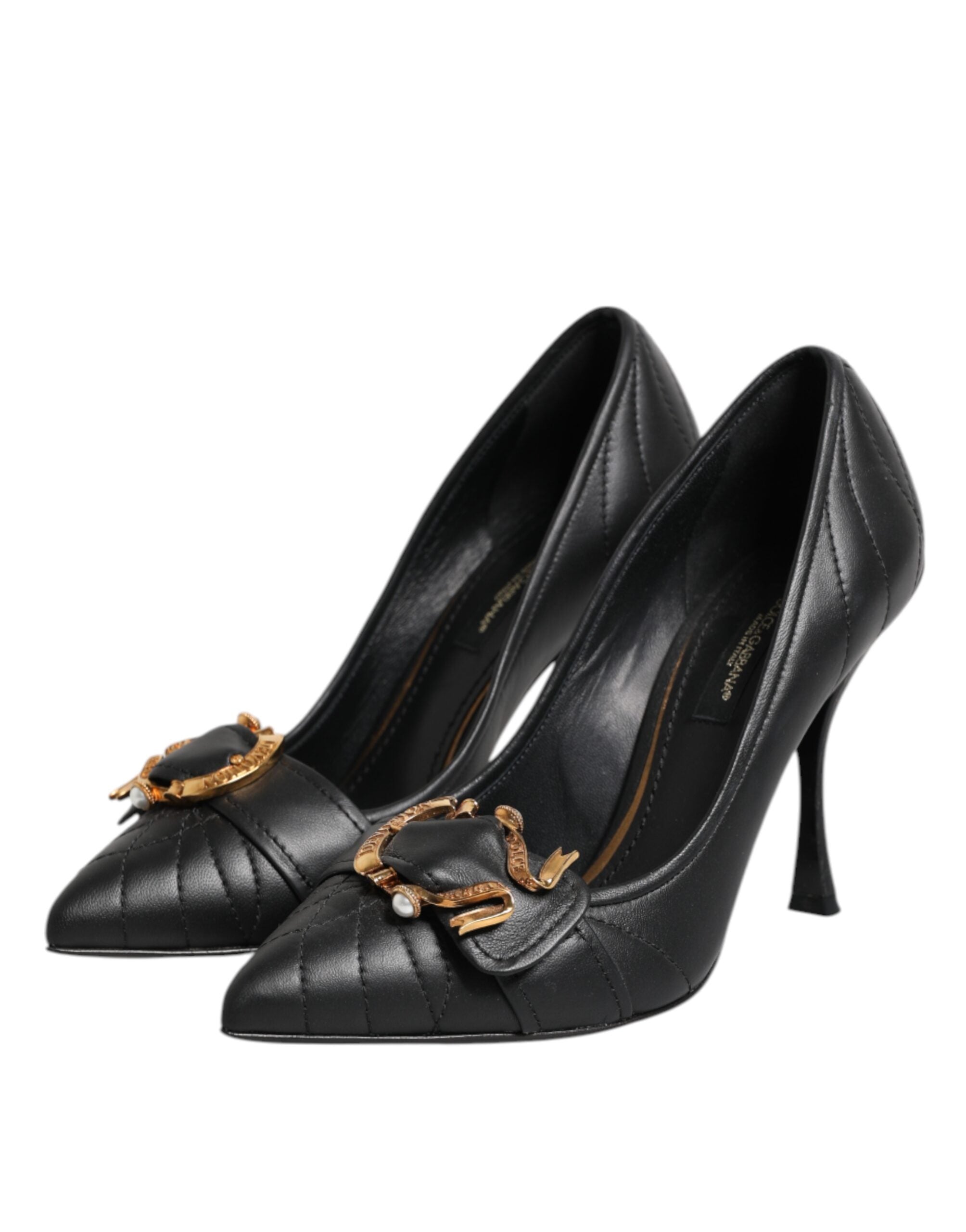 Svarta Devotion Läderklackade Pumps Skor
