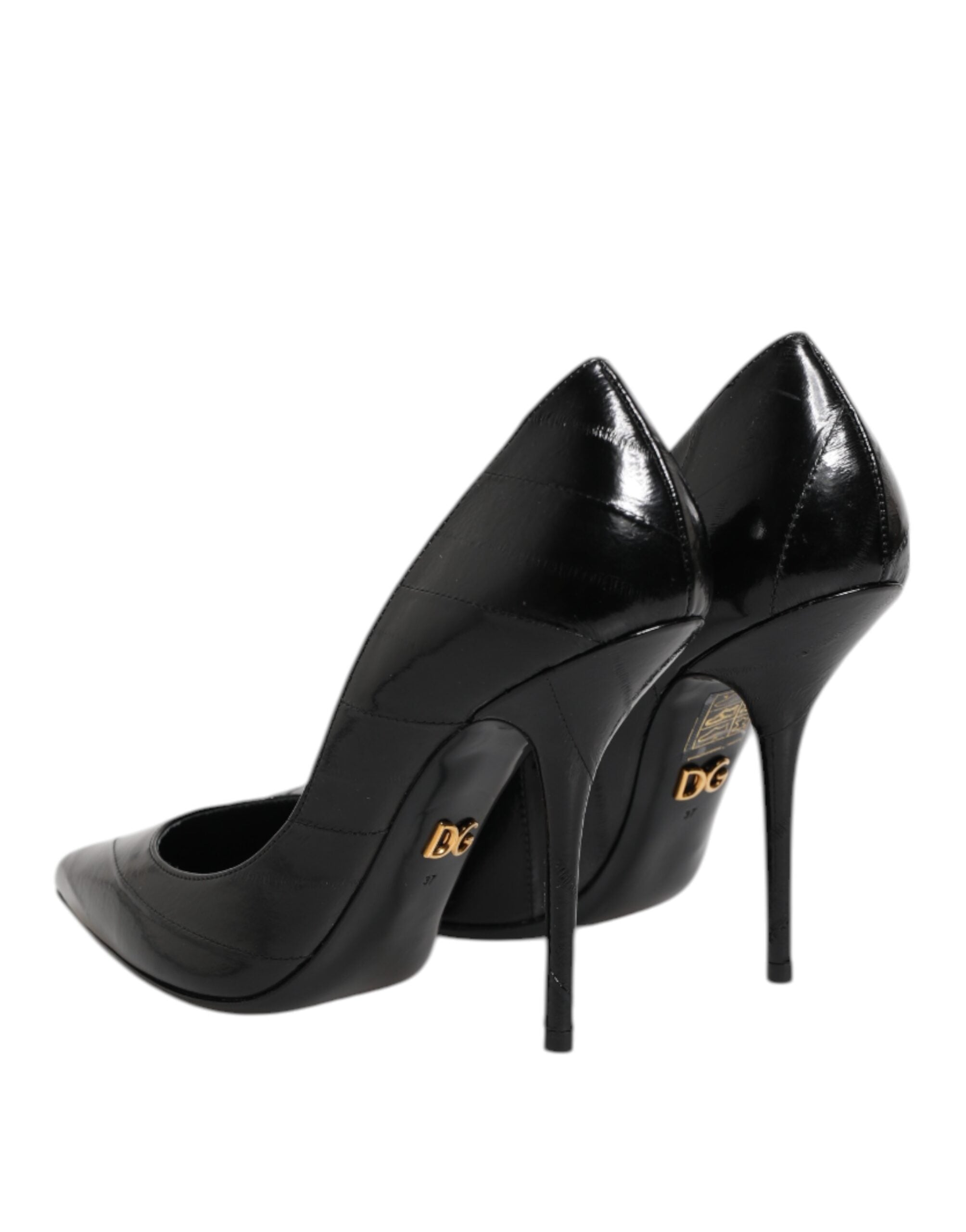 Svarta Läder Stilettklackade Pumps Skor