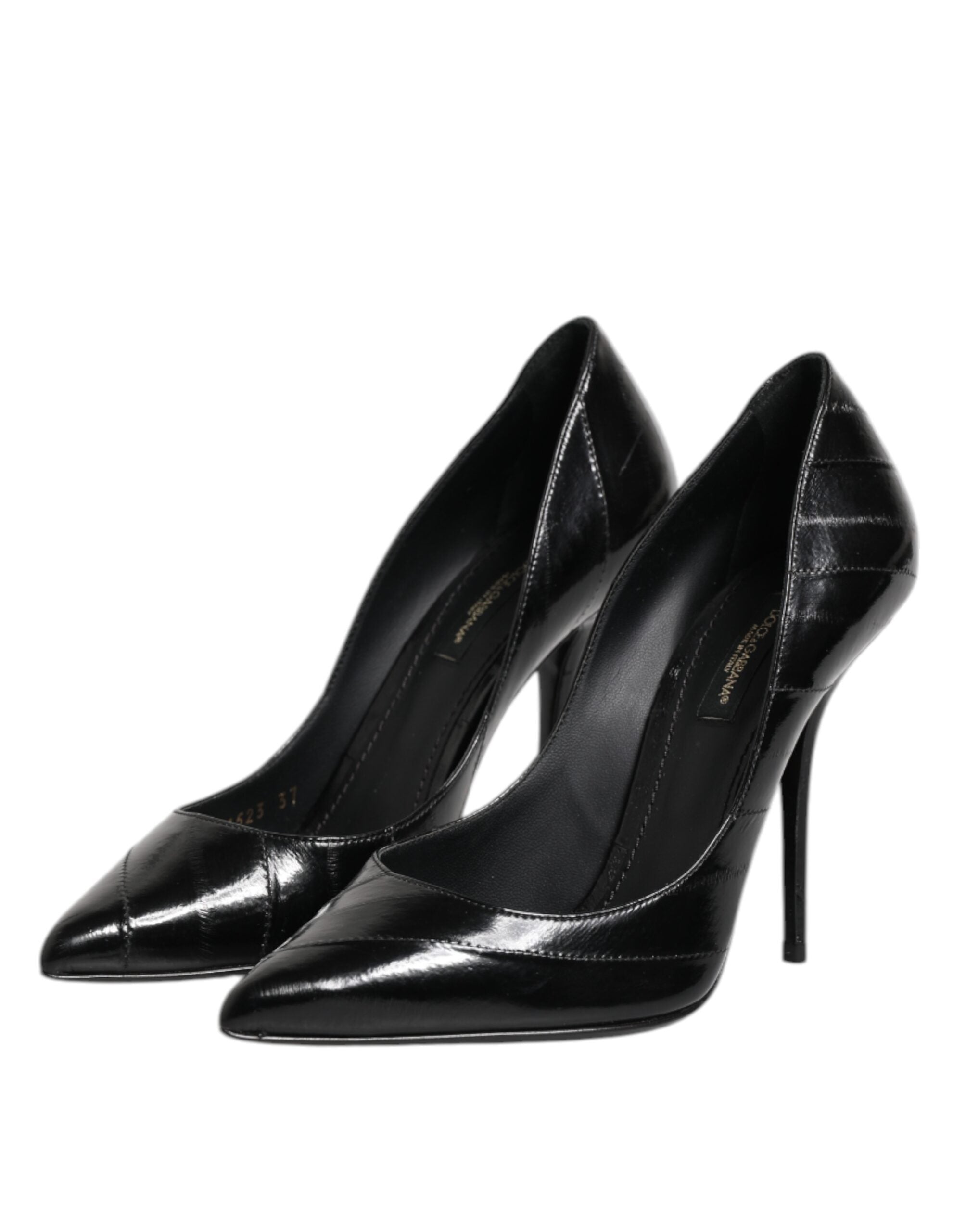 Svarta Läder Stilettklackade Pumps Skor
