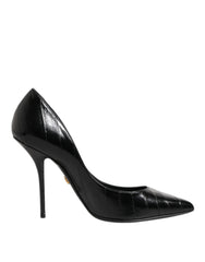 Dolce & Gabbana Black Leather Stiletto High Heels Pumps Shoes
