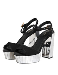 Dolce & Gabbana Black Crystal Ankle Strap Keira Sandal Shoes