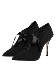 Dolce & Gabbana Black Lace Up Stiletto Heels Pumps Shoes