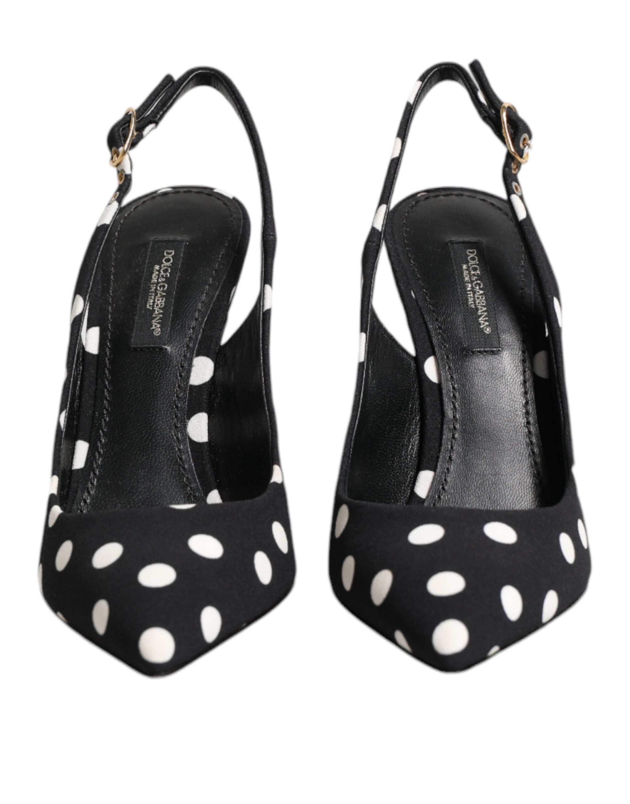 Svarte Hvite Prikkete Stiletto Slingback Sko