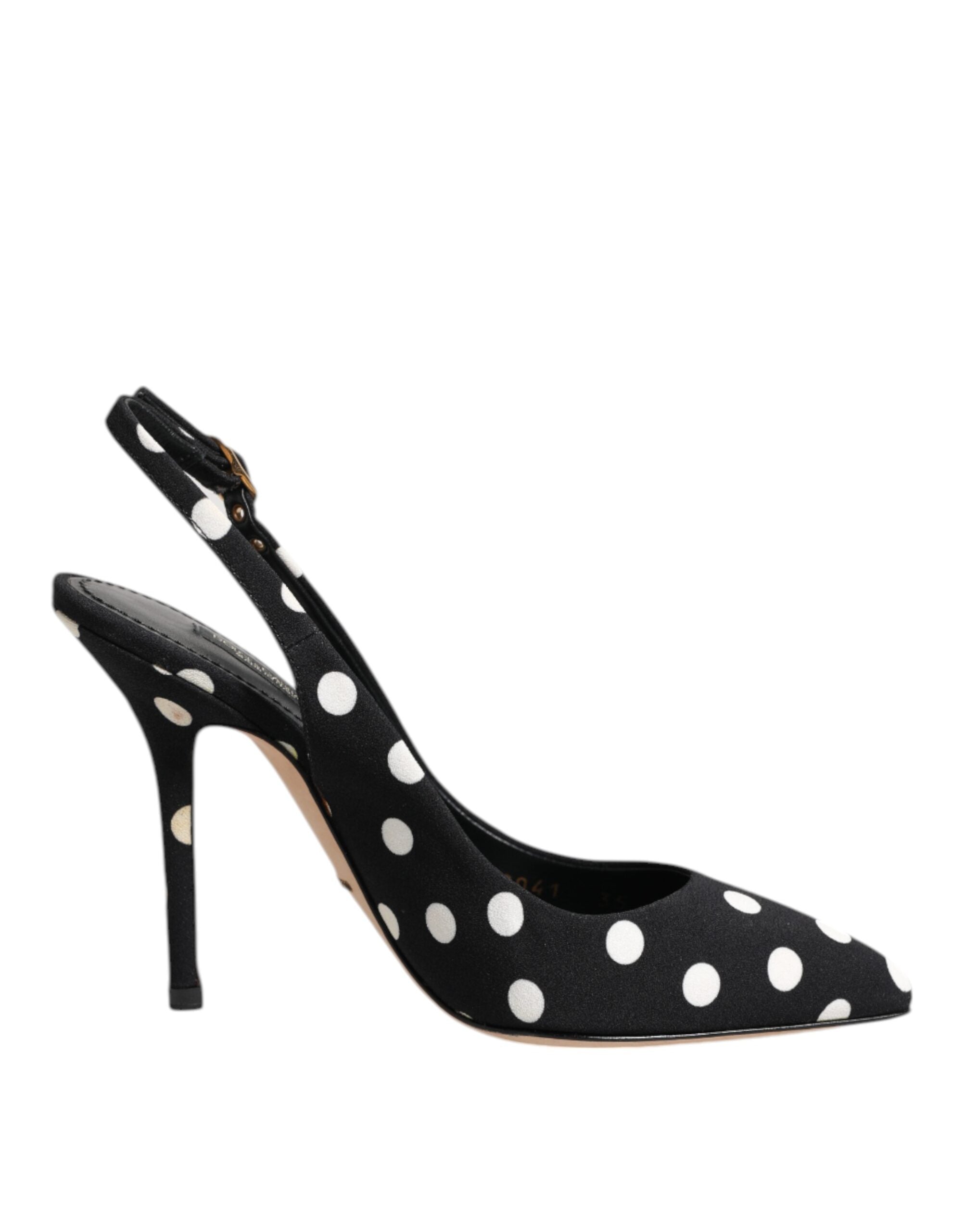 Svarte Hvite Prikkete Stiletto Slingback Sko