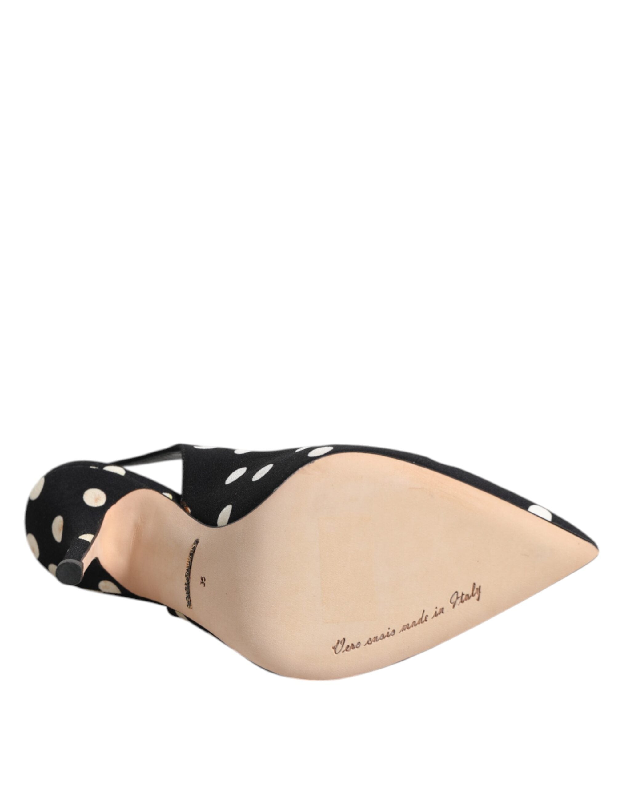 Svarte Hvite Prikkete Stiletto Slingback Sko