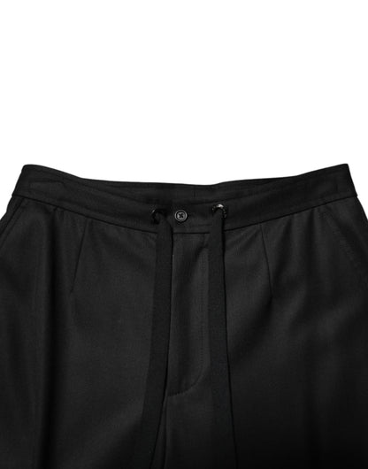 Dolce &amp; Gabbana Solid Black Cargo Jogger Herr Träningsbyxor Byxor