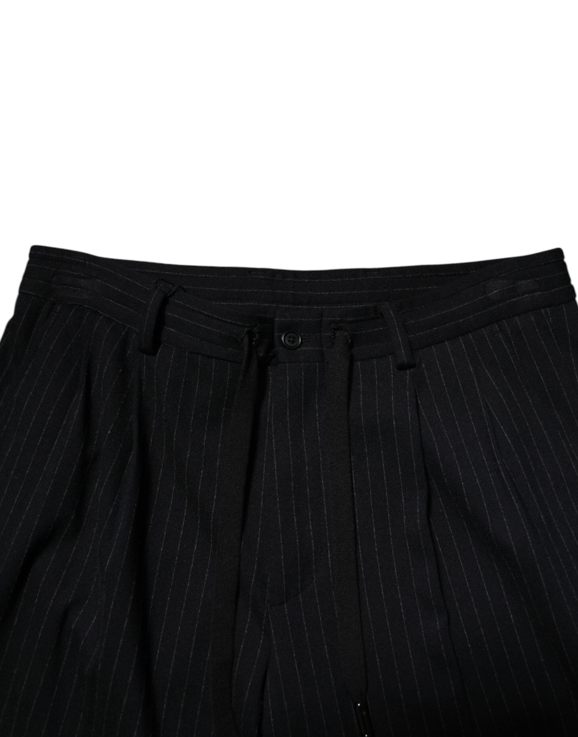 Dolce & Gabbana Black Stripes Viscose Skinny Dress Men Pants