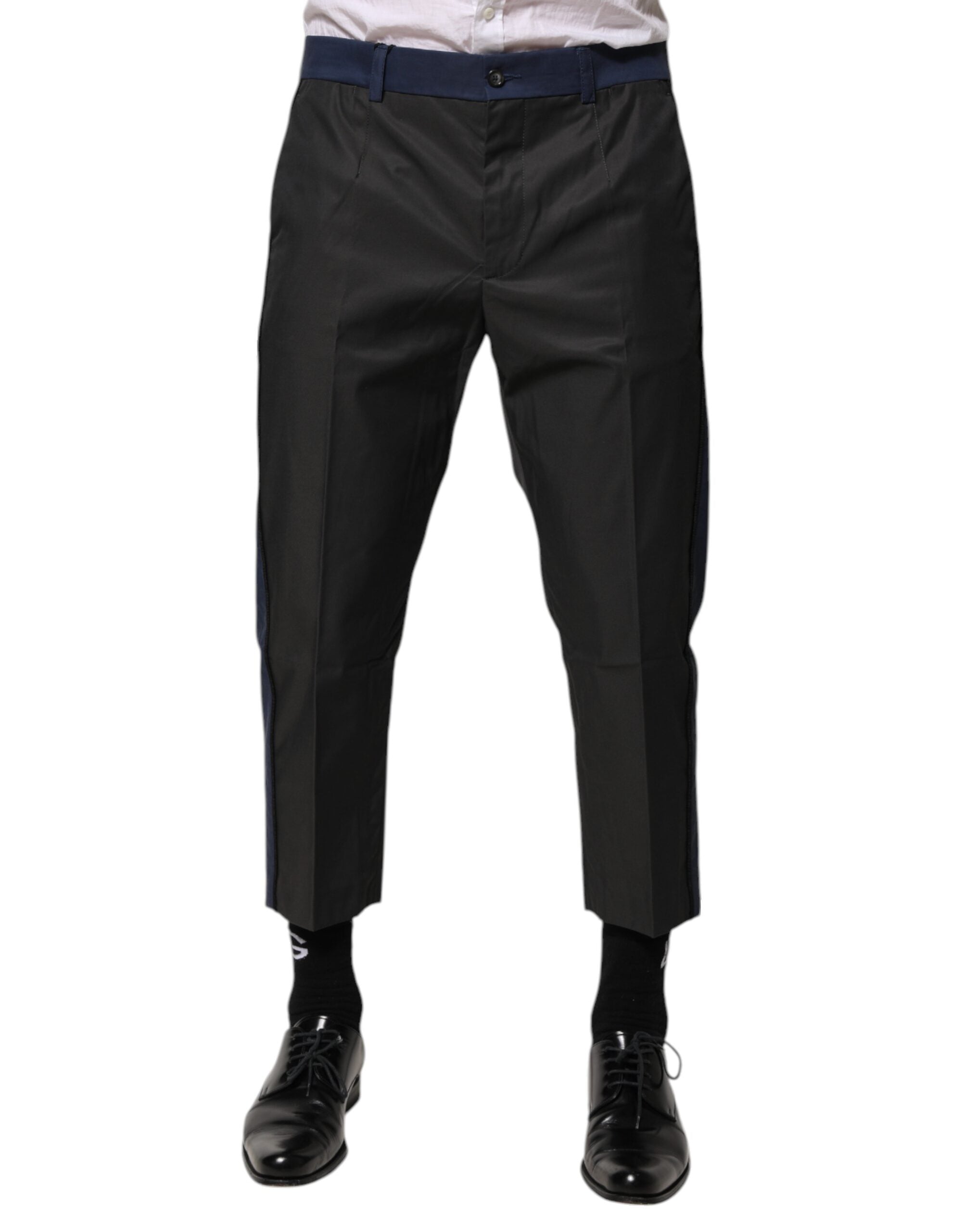 Gråblå bomulls 3/4 chinos kortbyxor