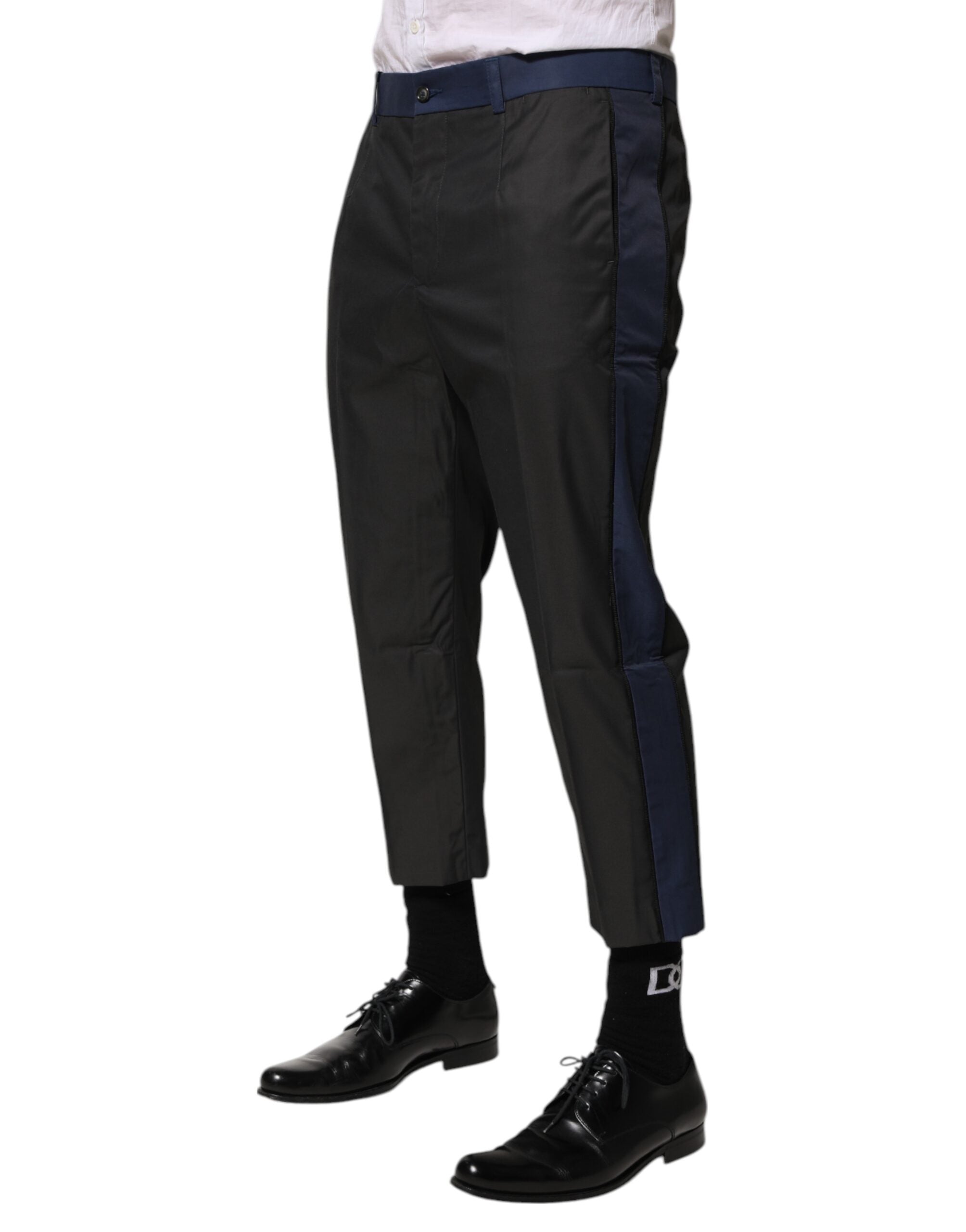 Gråblå bomulls 3/4 chinos kortbyxor