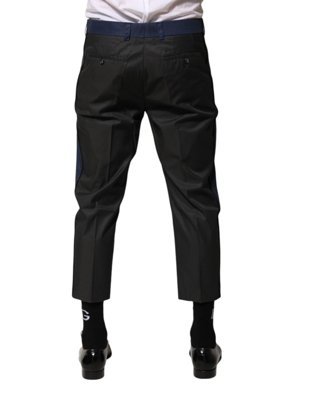 Gråblå bomulls 3/4 chinos kortbyxor