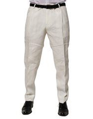 Dolce & Gabbana Cream Linen Dress Slim Formal Trouser Pants