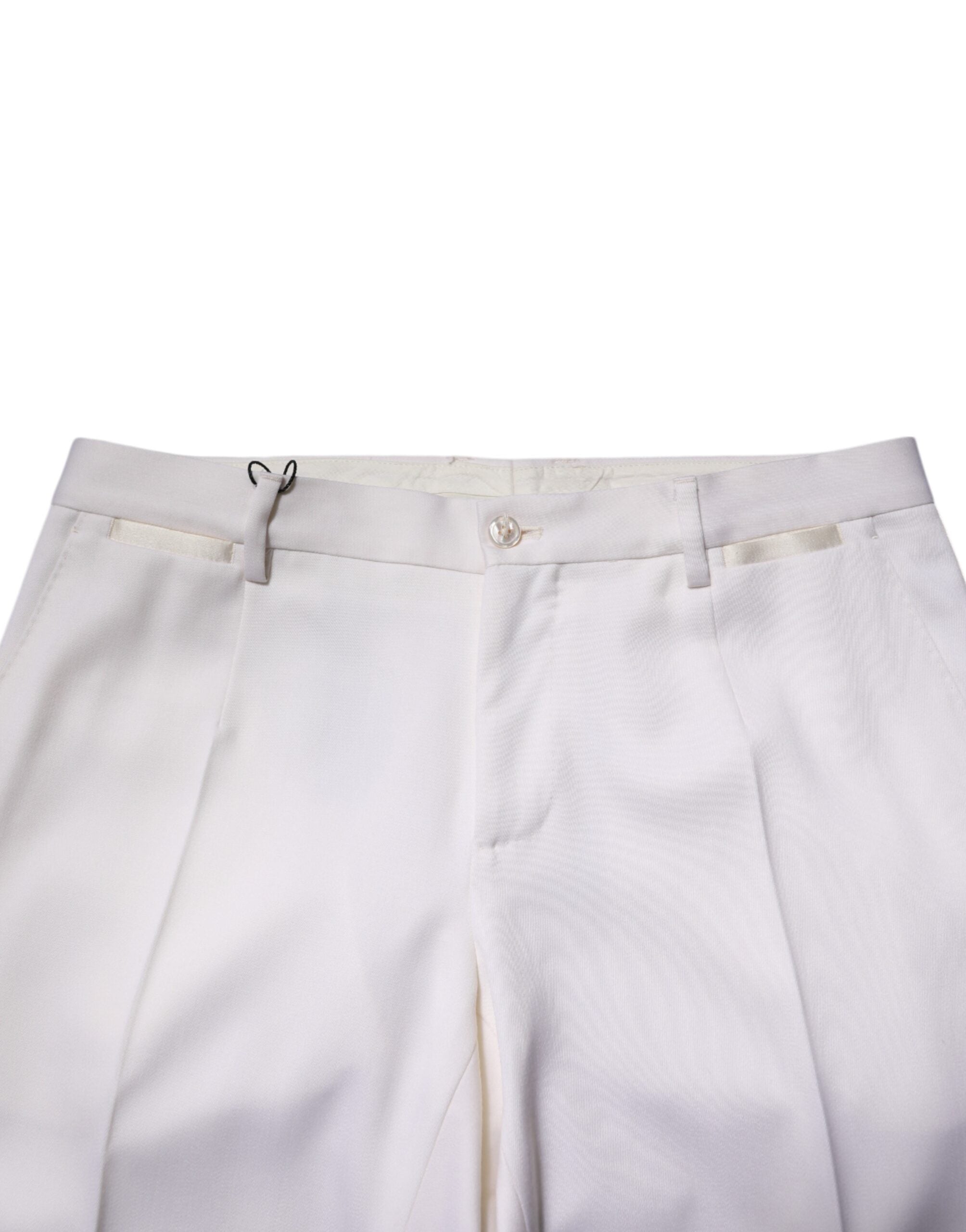 Dolce & Gabbana White Polyester Tapered Formal Trouser Pants
