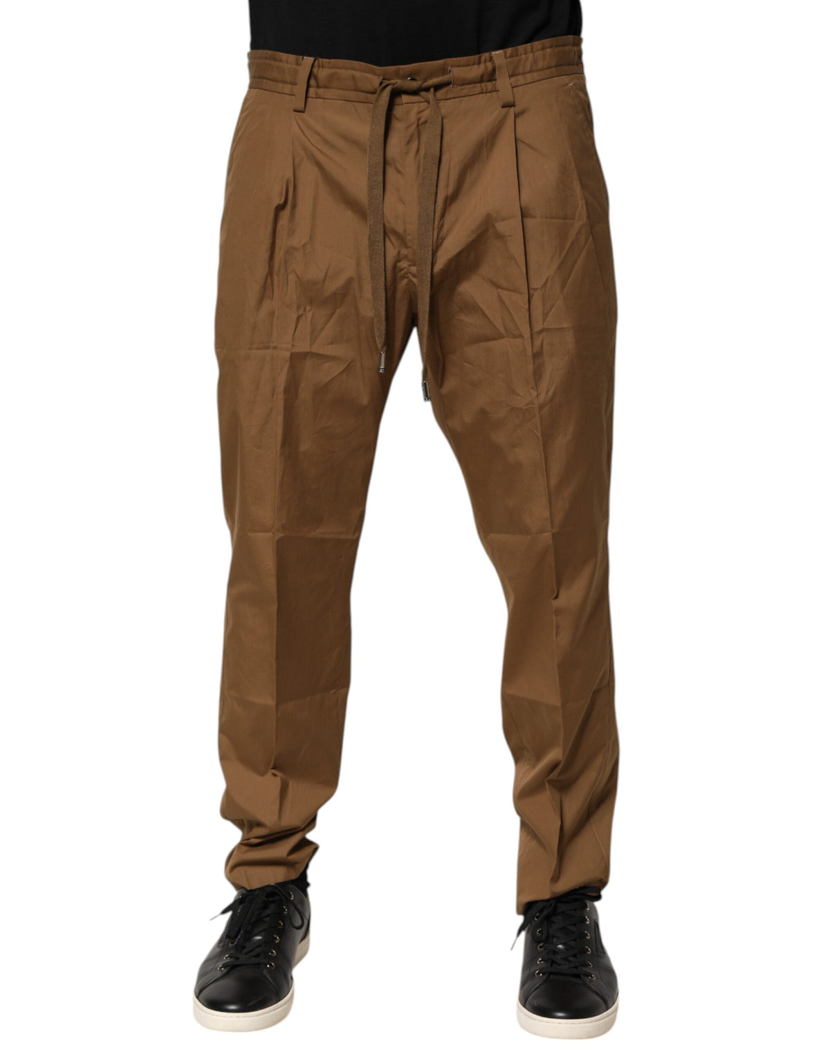 Dolce & Gabbana Brown Cotton Chino Mid Waist Men Jogger Pants