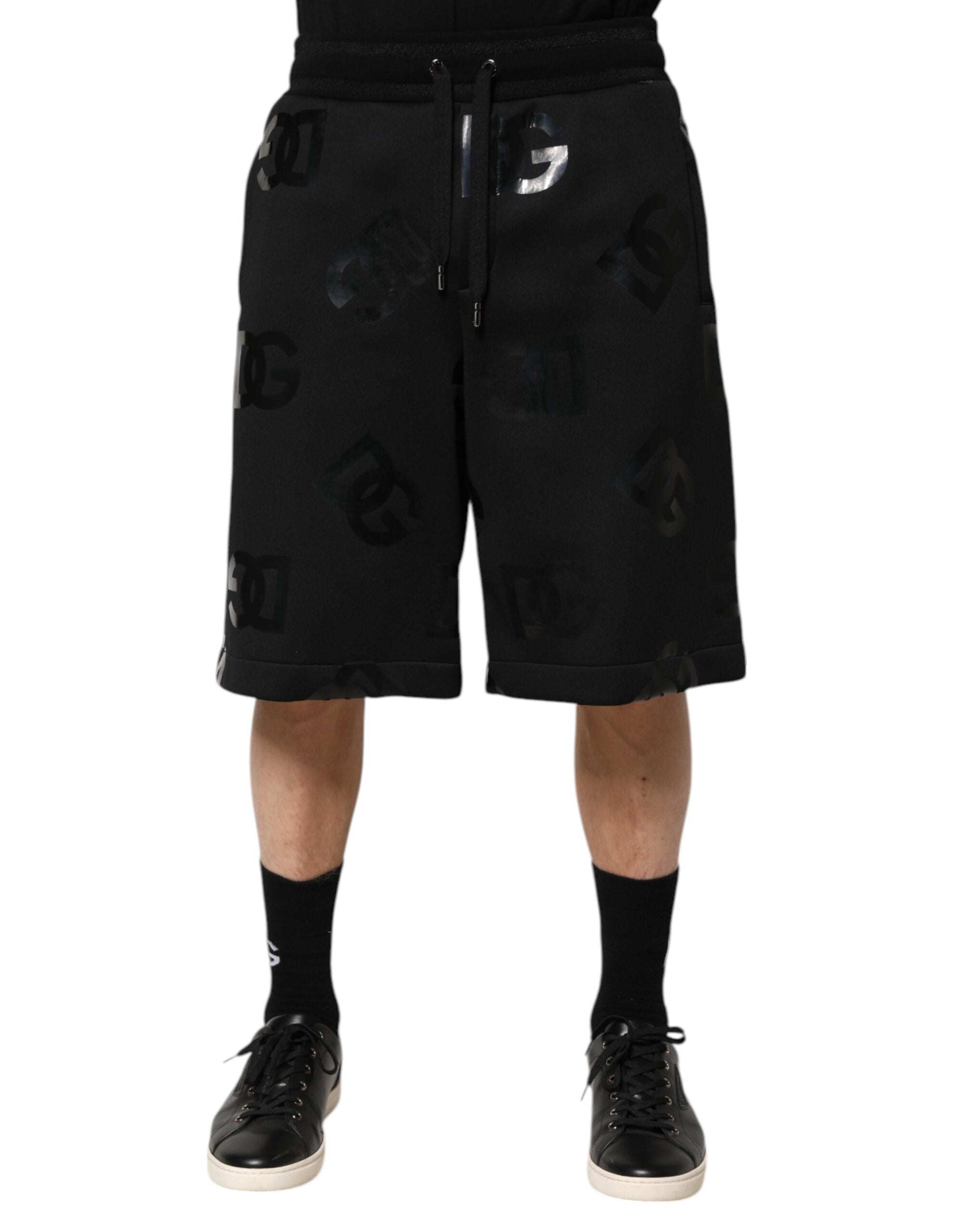 Svarta Bermuda-shorts med logotyp och bomull