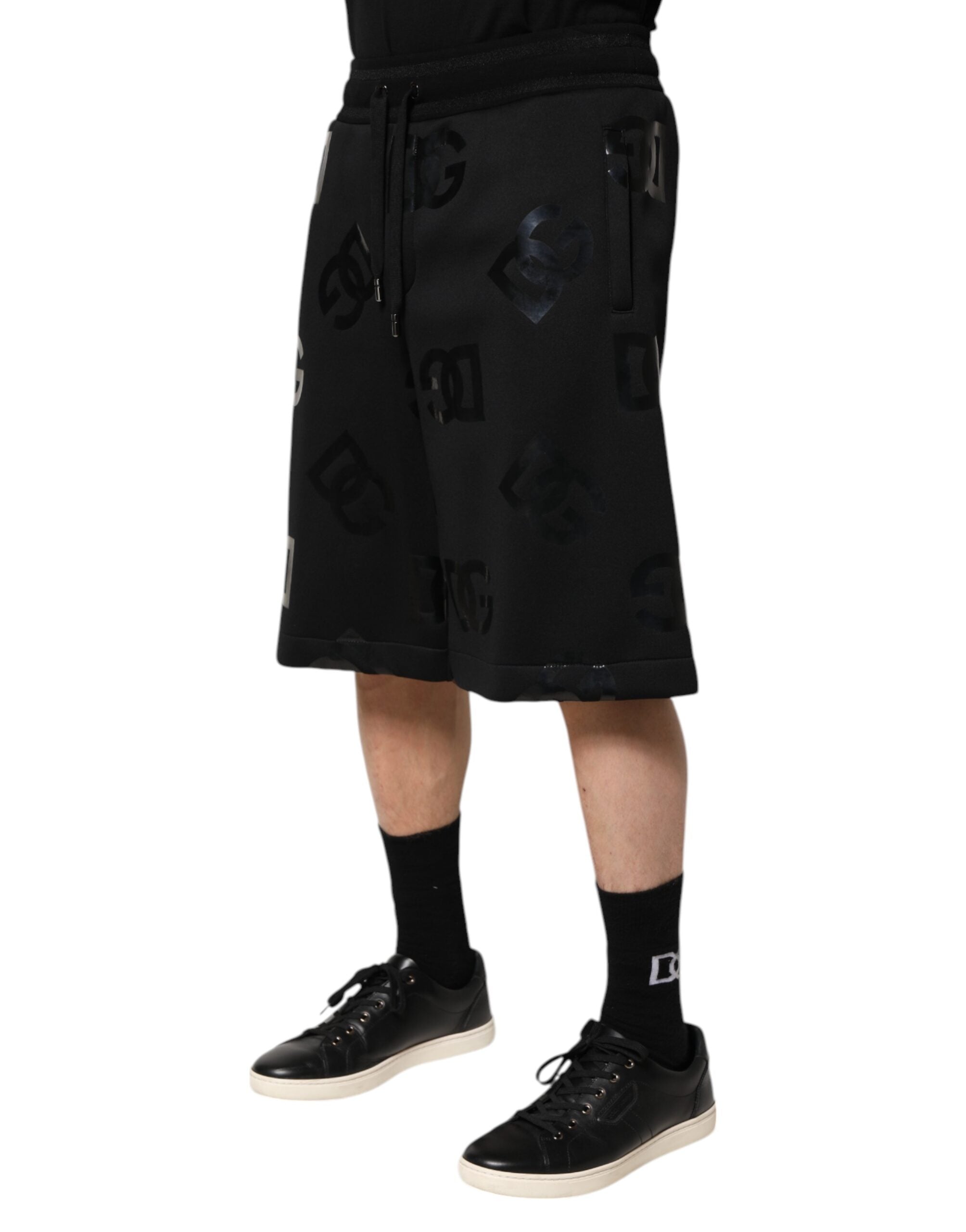 Svarta Bermuda-shorts med logotyp och bomull