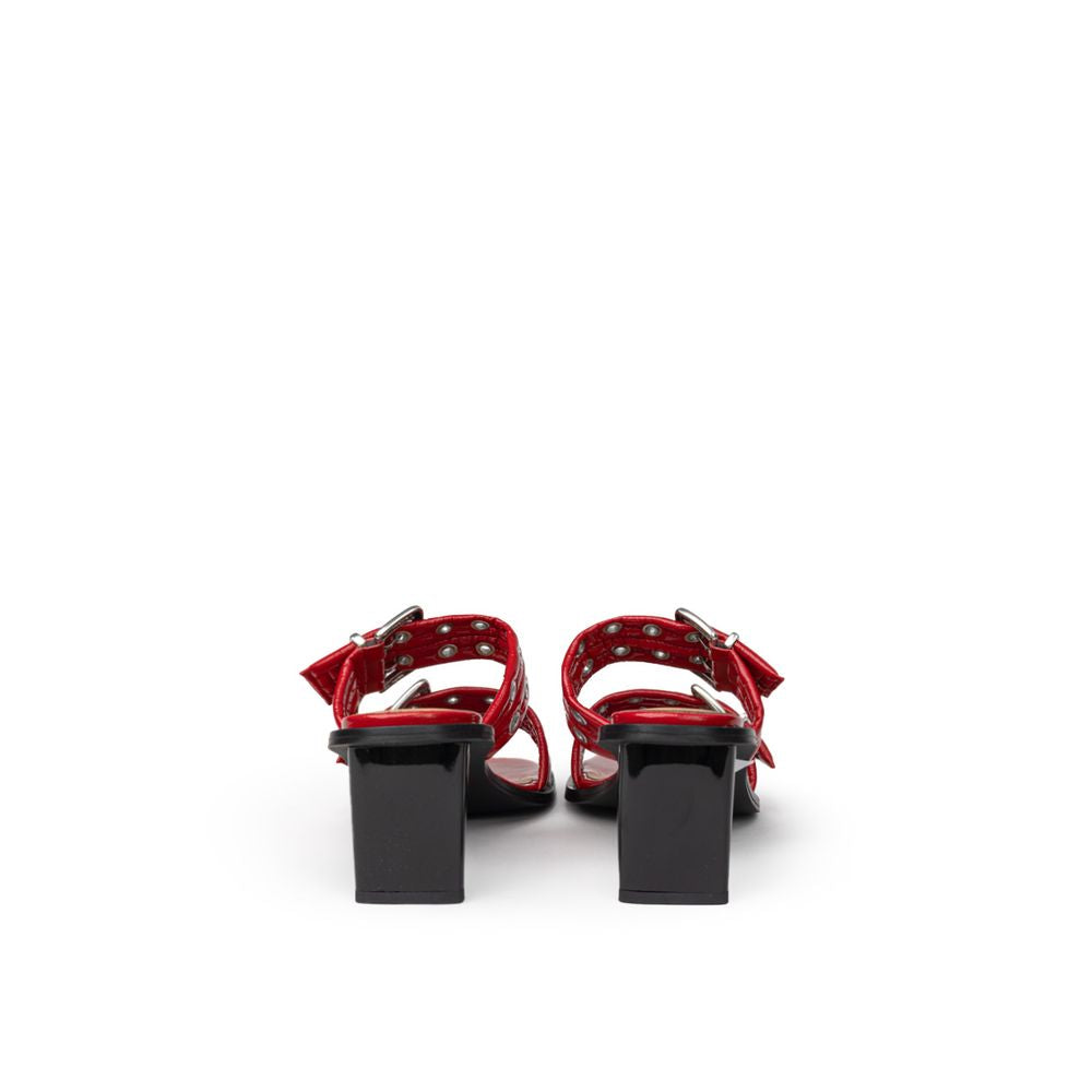 Rød skinnsandal