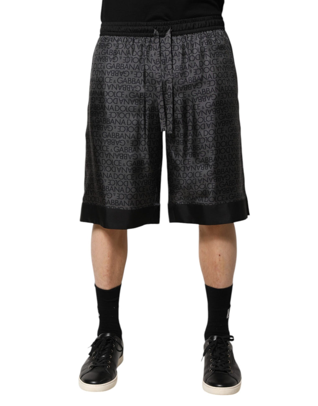 Gråsvarta siden DG-logotyp Bermudashorts för män