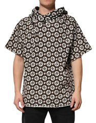 Dolce & Gabbana Brown White DG Logo Short Hoodie Sweater