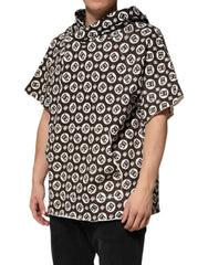 Dolce & Gabbana Brown White DG Logo Short Hoodie Sweater