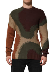 Dolce & Gabbana Multicolor Cotton Abstract Men Pullover Sweater