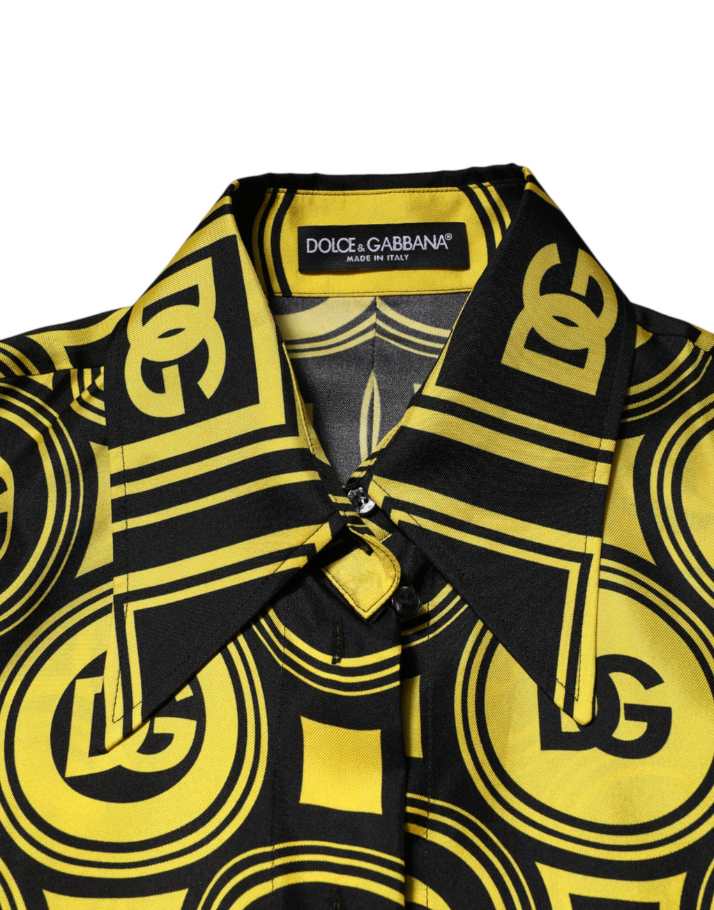 Gul silkesølv DG-logo geometrisk t-skjorte