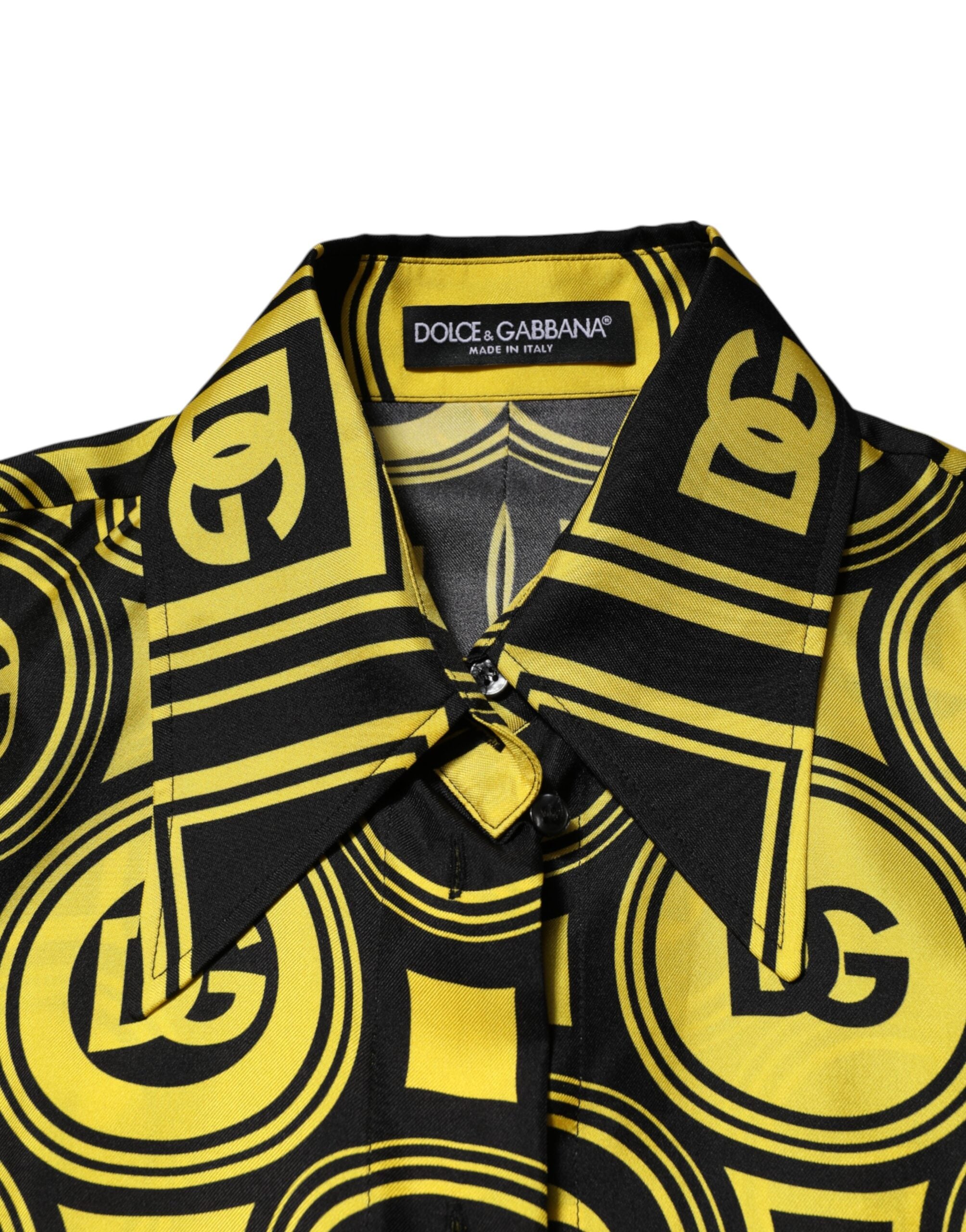 Gul silkesølv DG-logo geometrisk t-skjorte