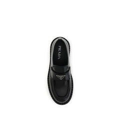Prada Black Calf Leather Bos Taurus Slip-On Loafers