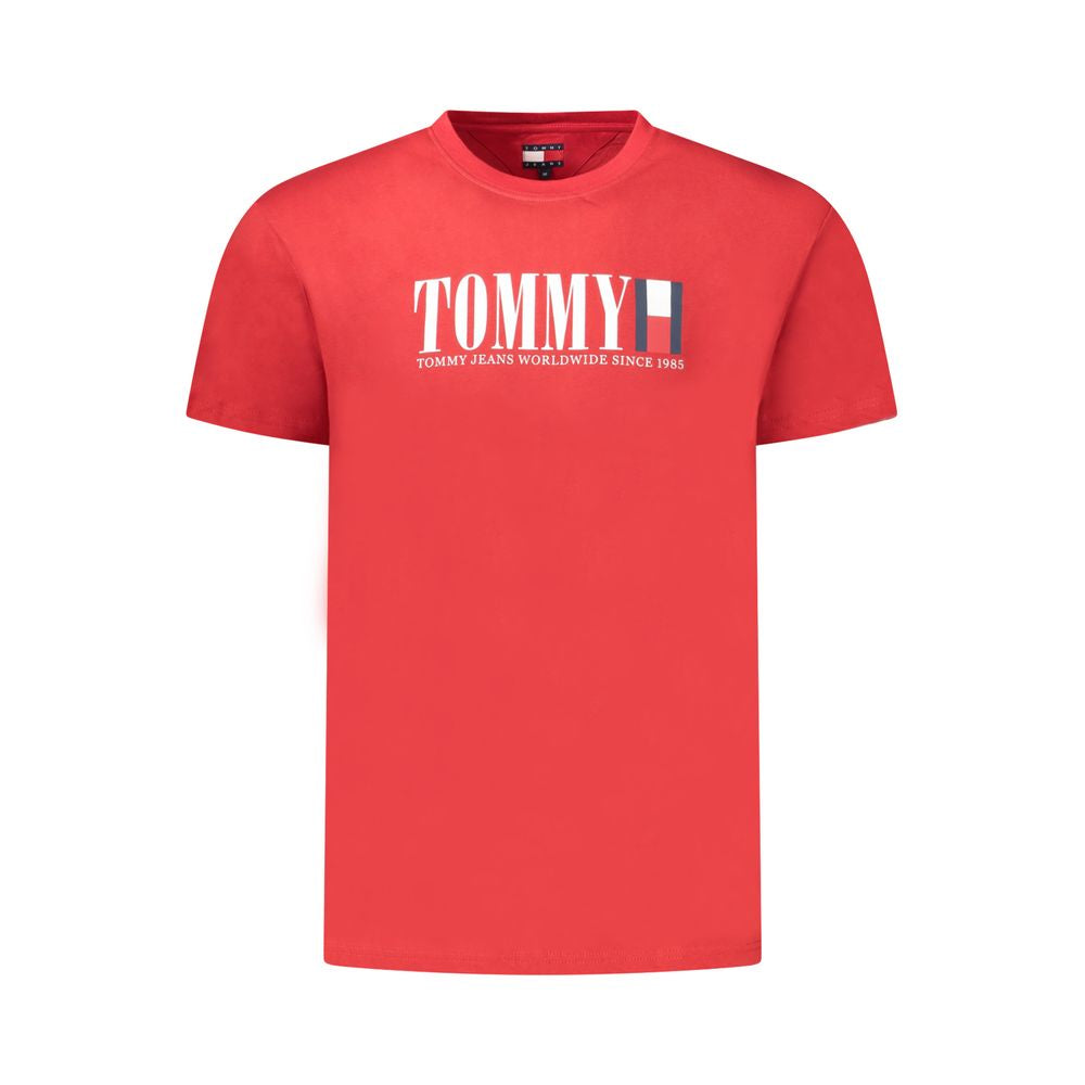 Rød bomulls-T-skjorte for menn