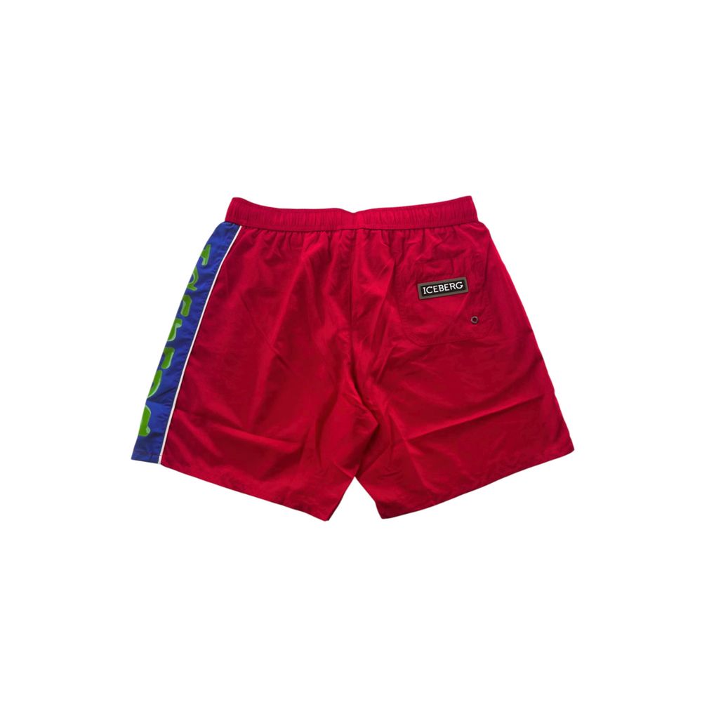 Röda polyester herr badshorts
