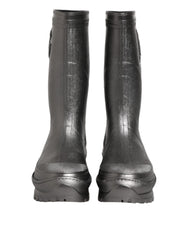 Dolce & Gabbana Black Argento Pull On Rain Boots Shoes