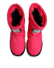 Dolce & Gabbana Pink White Viscose Padded Mid Calf Boots Shoes