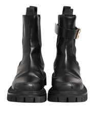 Dolce & Gabbana Black Gold DG Logo Trekking Calf Boots Shoes