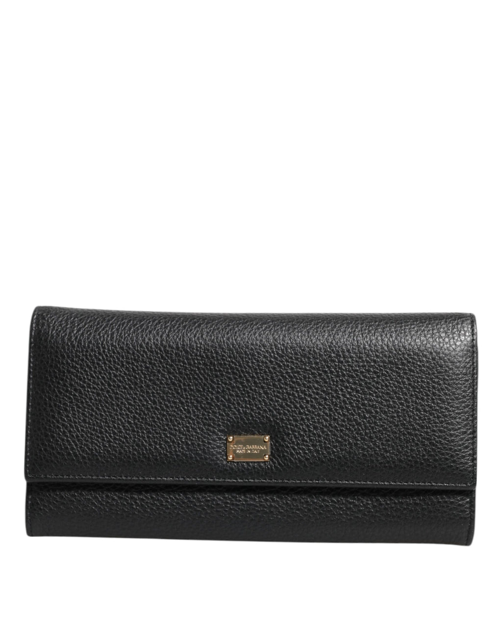 Dolce & Gabbana Black Leather Logo Plaque Card Holder Trifold Wallet