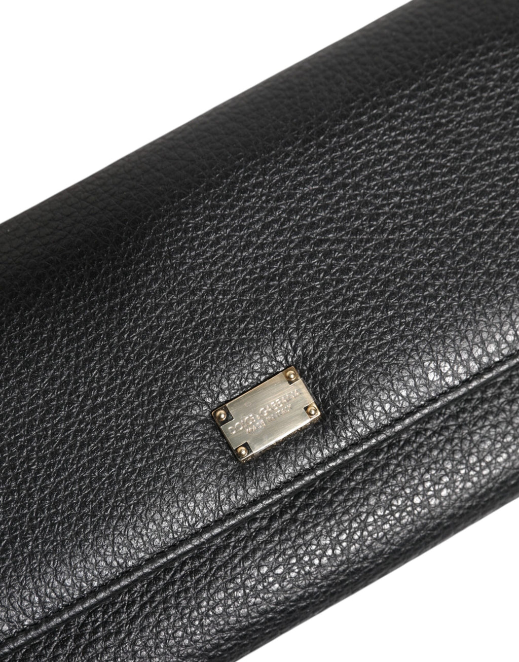 Dolce & Gabbana Black Leather Logo Plaque Card Holder Trifold Wallet