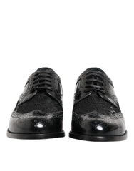 Dolce & Gabbana Black Leather Floral Lace Dress Formal  Shoes
