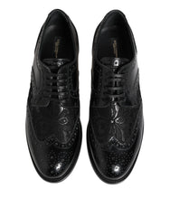 Dolce & Gabbana Black Leather Floral Lace Dress Formal  Shoes