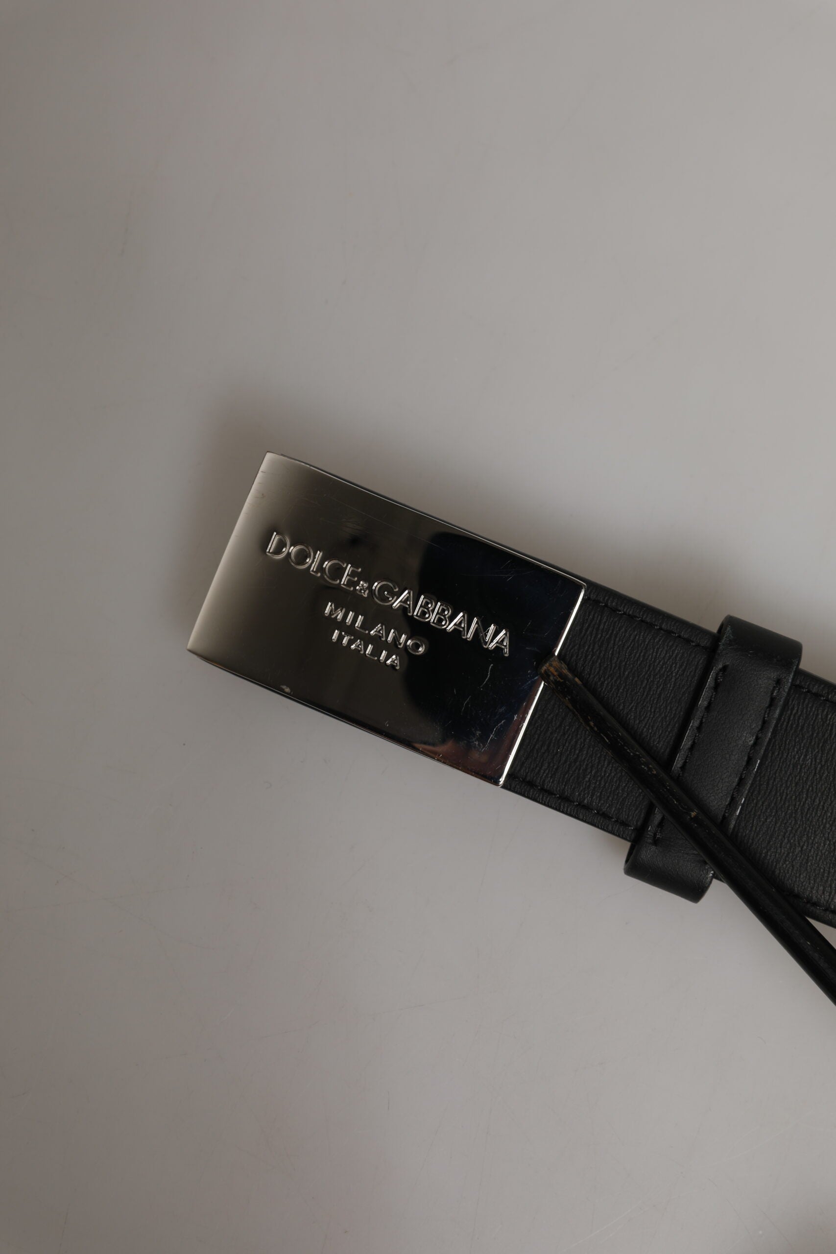 Dolce & Gabbana Black Leather Classic Metal Logo Buckle Belt