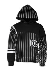 Dolce & Gabbana Black Stripes Hooded Men Sweatshirt Sweater