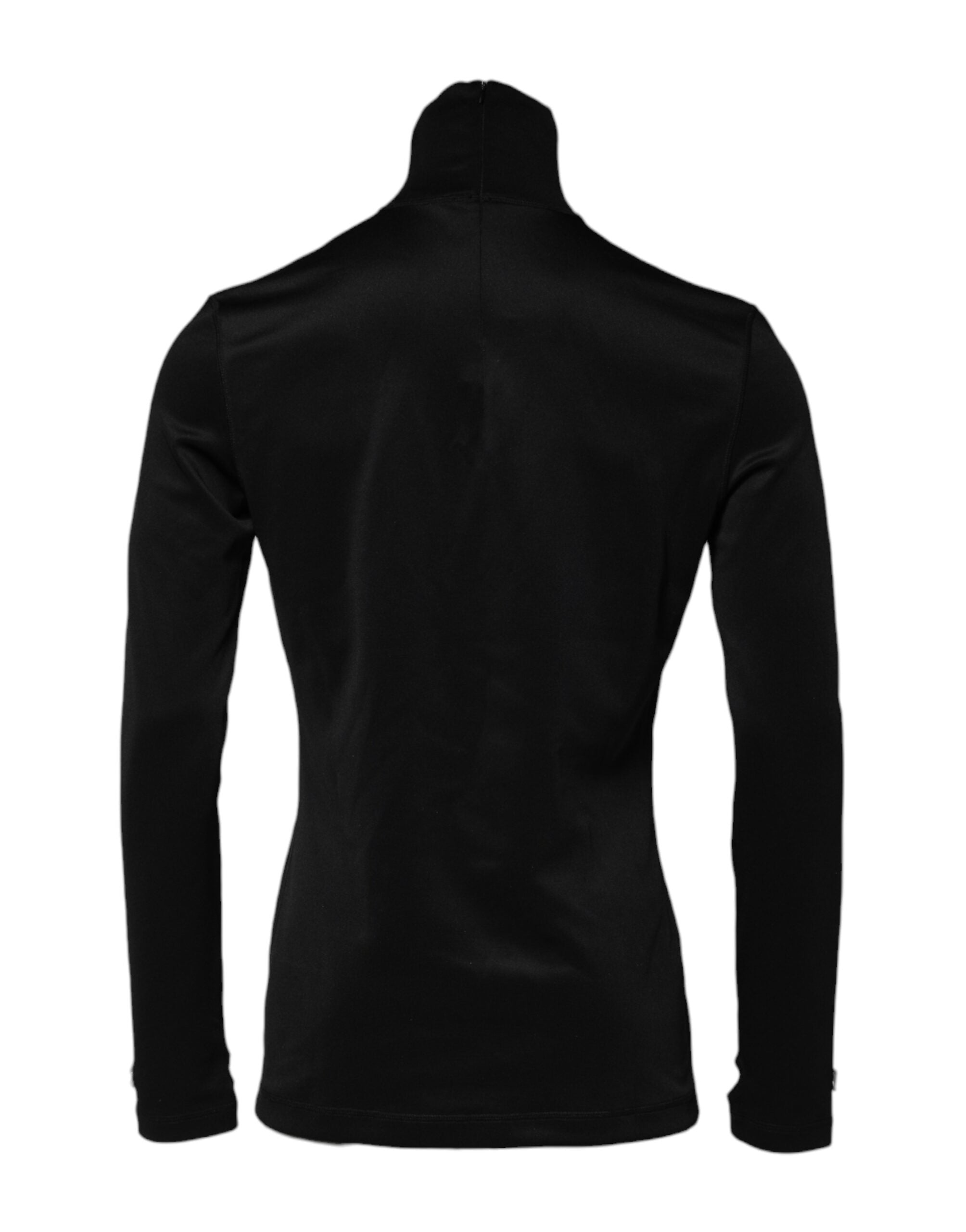 Dolce & Gabbana Black Polyester Turtleneck Pullover Sweater