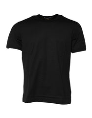 Dolce & Gabbana Black Cotton Logo Print Crew Neck T-shirt