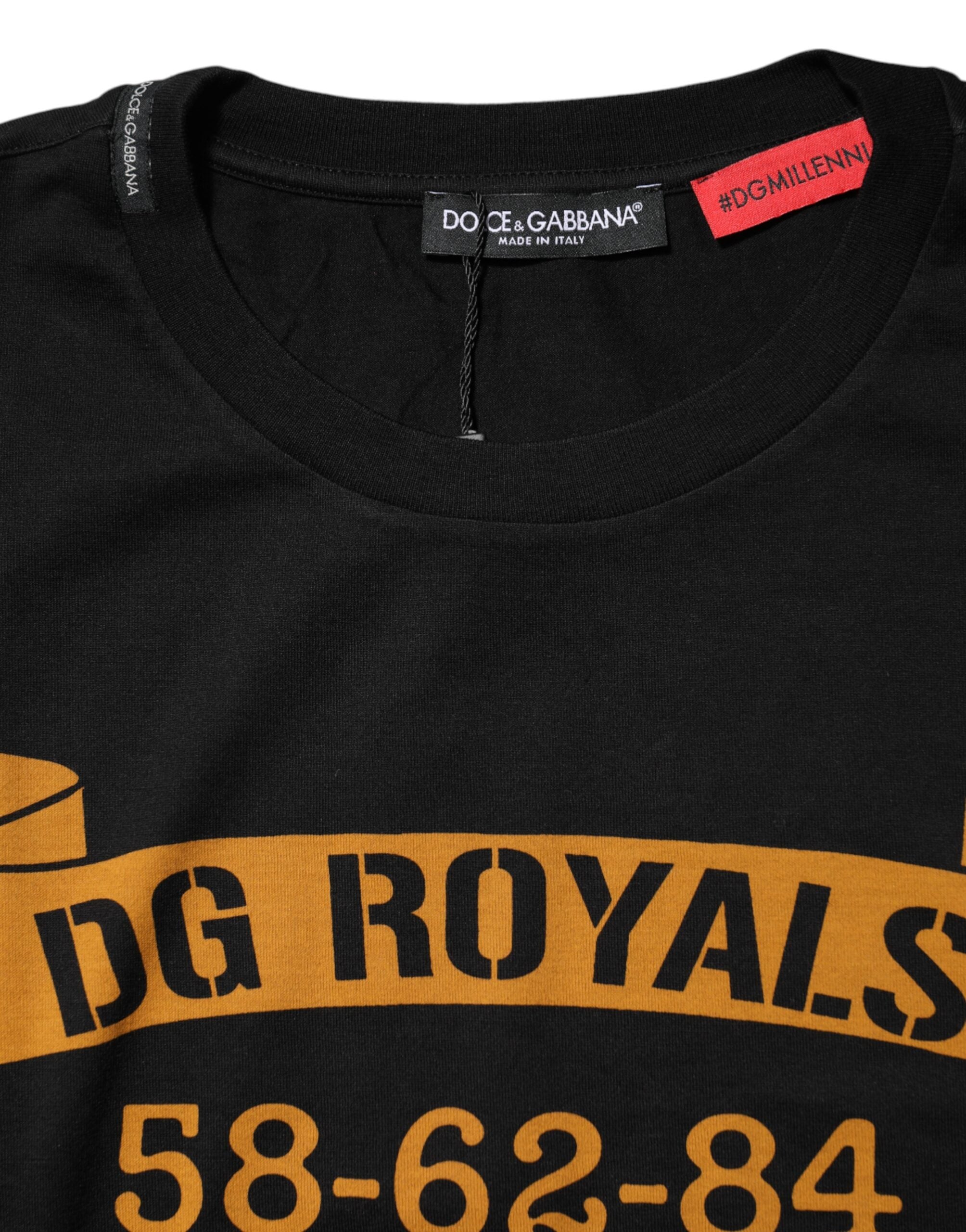 Svart DG Royals bomulls-T-skjorte med rund hals