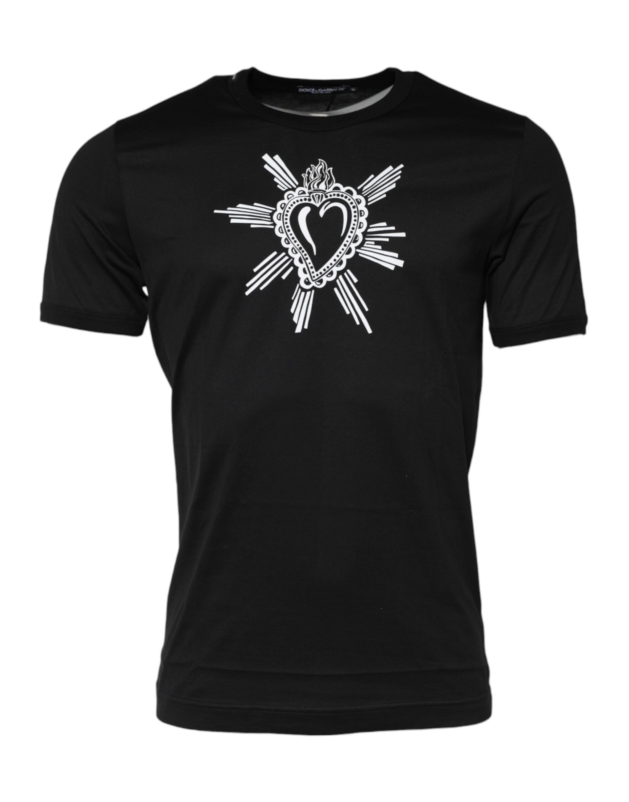 Dolce & Gabbana Black Sacred Heart Cotton Crew Neck T-shirt