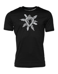 Dolce & Gabbana Black Sacred Heart Cotton Crew Neck T-shirt