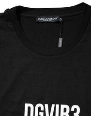 Dolce & Gabbana Black DG Vib3 Print Cotton Crew Neck T-shirt